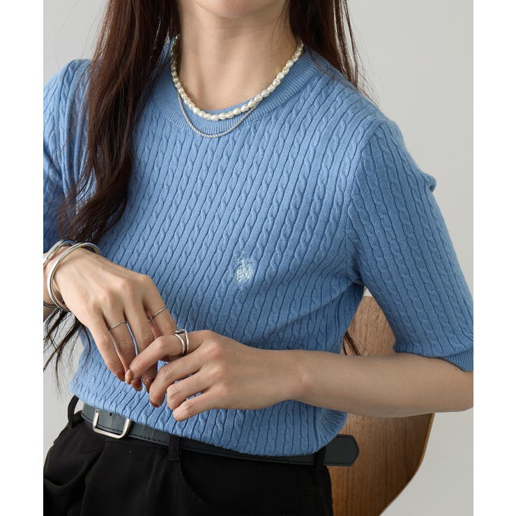 【U.S. POLO ASSN.】ワンポイント刺繍 クルーネックケーブルニット | SETUP7【WOMEN】 | 詳細画像24 