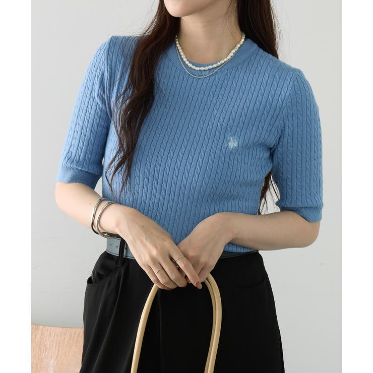 【U.S. POLO ASSN.】ワンポイント刺繍 クルーネックケーブルニット | SETUP7【WOMEN】 | 詳細画像25 