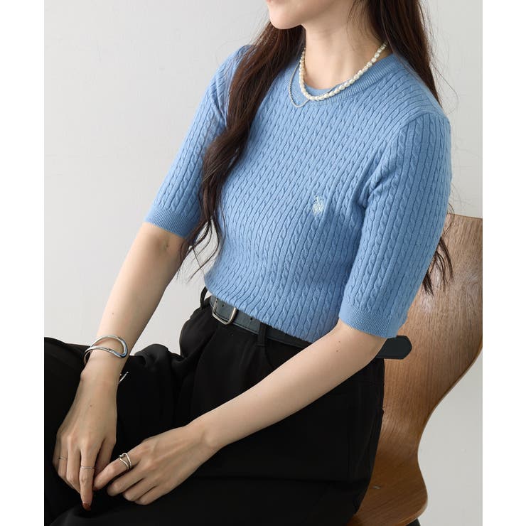 【U.S. POLO ASSN.】ワンポイント刺繍 クルーネックケーブルニット | SETUP7【WOMEN】 | 詳細画像26 