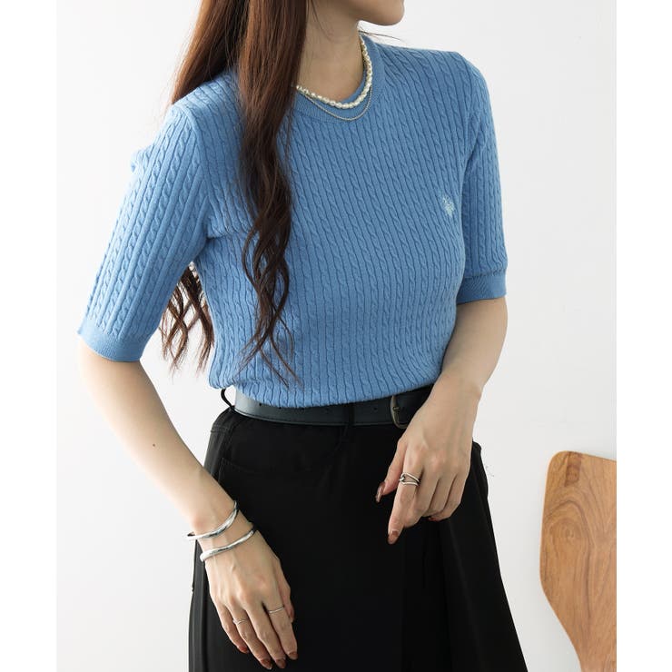 【U.S. POLO ASSN.】ワンポイント刺繍 クルーネックケーブルニット | SETUP7【WOMEN】 | 詳細画像27 