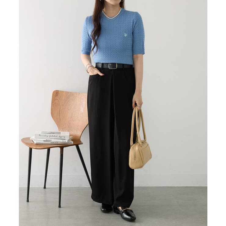 【U.S. POLO ASSN.】ワンポイント刺繍 クルーネックケーブルニット | SETUP7【WOMEN】 | 詳細画像30 