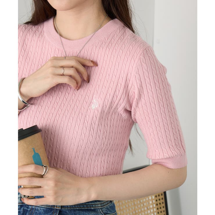 【U.S. POLO ASSN.】ワンポイント刺繍 クルーネックケーブルニット | SETUP7【WOMEN】 | 詳細画像37 