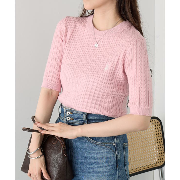 【U.S. POLO ASSN.】ワンポイント刺繍 クルーネックケーブルニット | SETUP7【WOMEN】 | 詳細画像39 