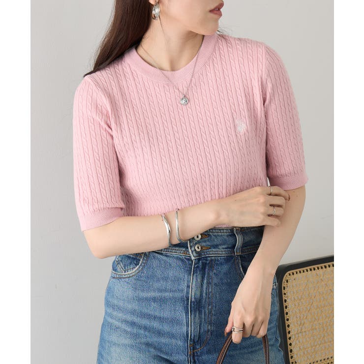 【U.S. POLO ASSN.】ワンポイント刺繍 クルーネックケーブルニット | SETUP7【WOMEN】 | 詳細画像40 