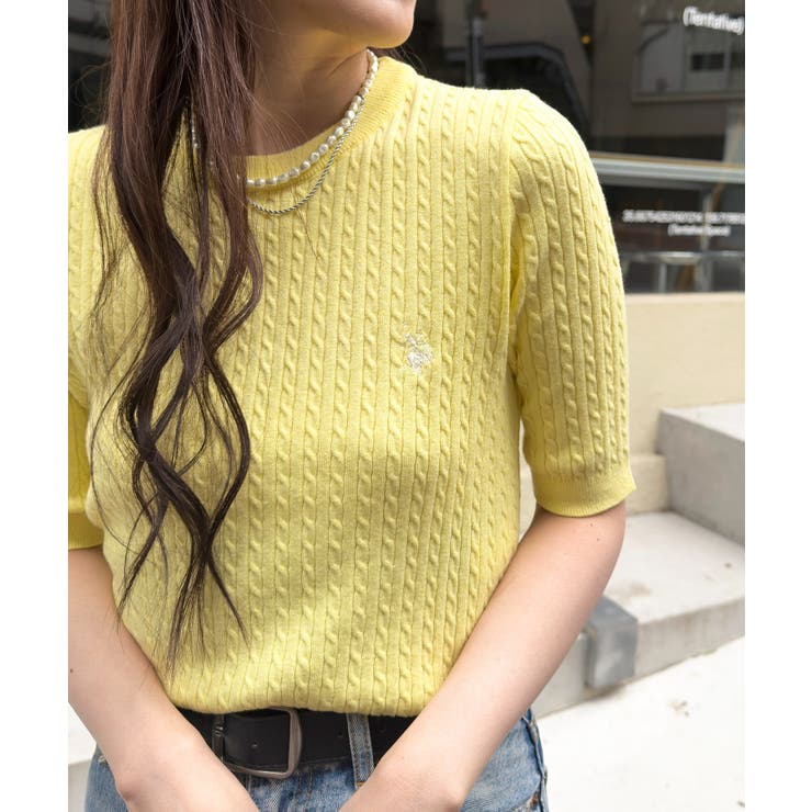 【U.S. POLO ASSN.】ワンポイント刺繍 クルーネックケーブルニット | SETUP7【WOMEN】 | 詳細画像5 
