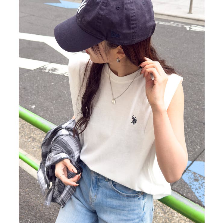 オフホワイト | 【U.S. POLO ASSN.】ワンポイント刺繍 ソフトタッチタンクトップ | SETUP7【WOMEN】