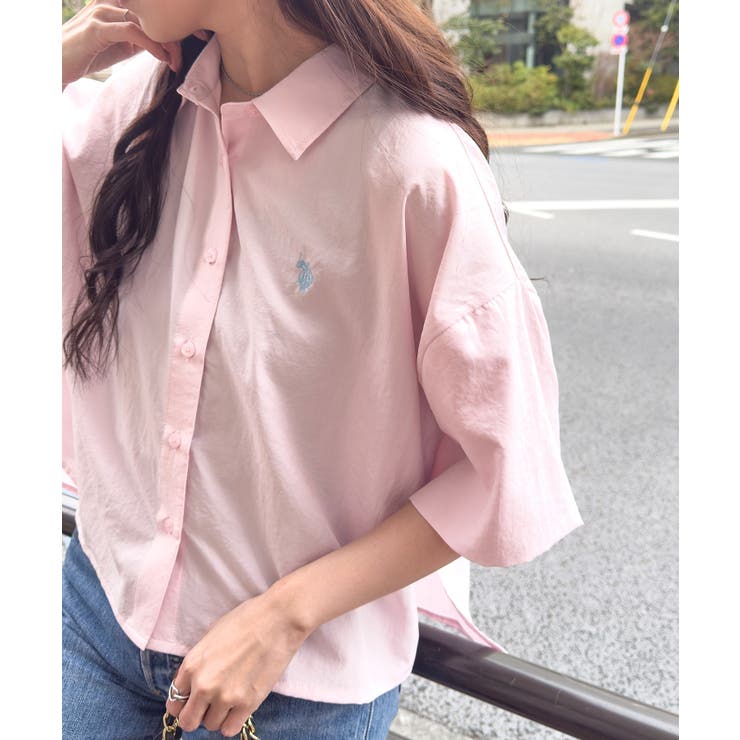ピンク | 【U.S. POLO ASSN.】ワンポイント刺繍 クールエア 半袖シャツ | SETUP7【WOMEN】