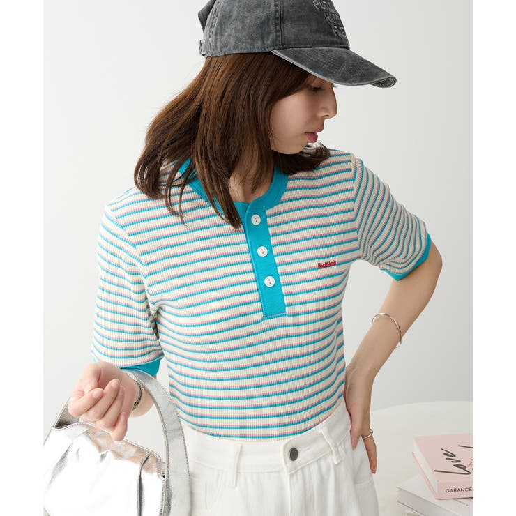 アイボリー | 【Healthknit】【別注】マルチボーダーワッフルT/C 50/50 | SETUP7【WOMEN】