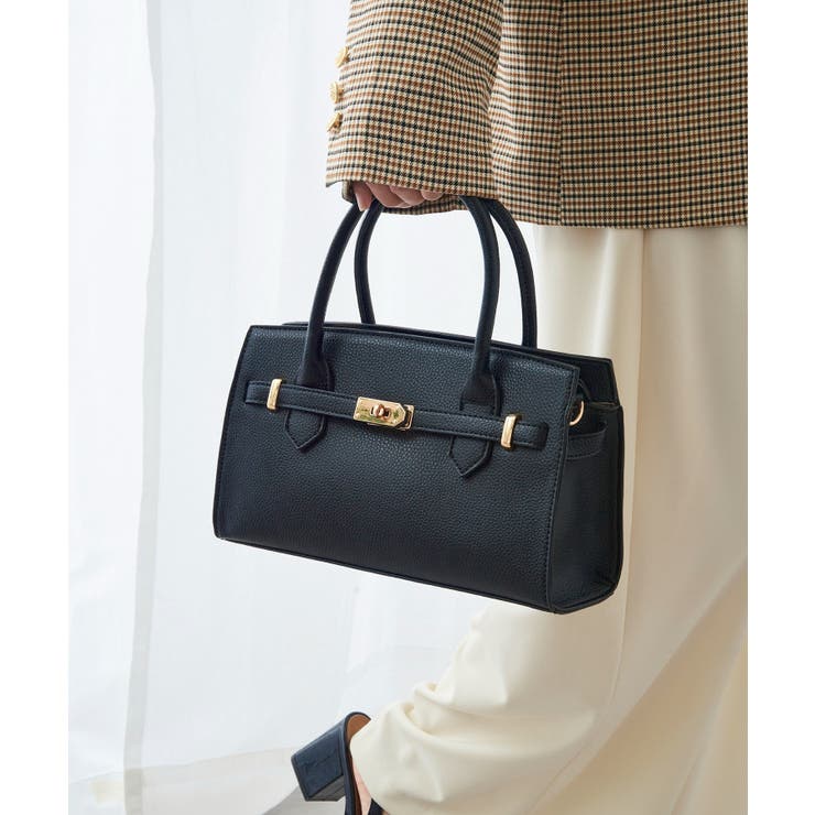 MAISON BREEZE】シボレザー 金具ベルト付きトートバッグ[品番