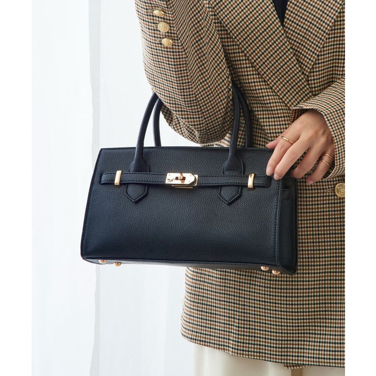 MAISON BREEZE】シボレザー 金具ベルト付きトートバッグ[品番