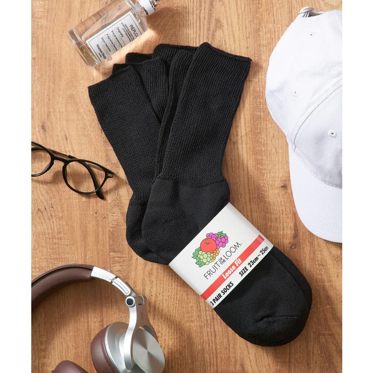 ブラック | 【FRUIT OF THE LOOM】Q.FTL3Pゆるソックス | SETUP7【WOMEN】