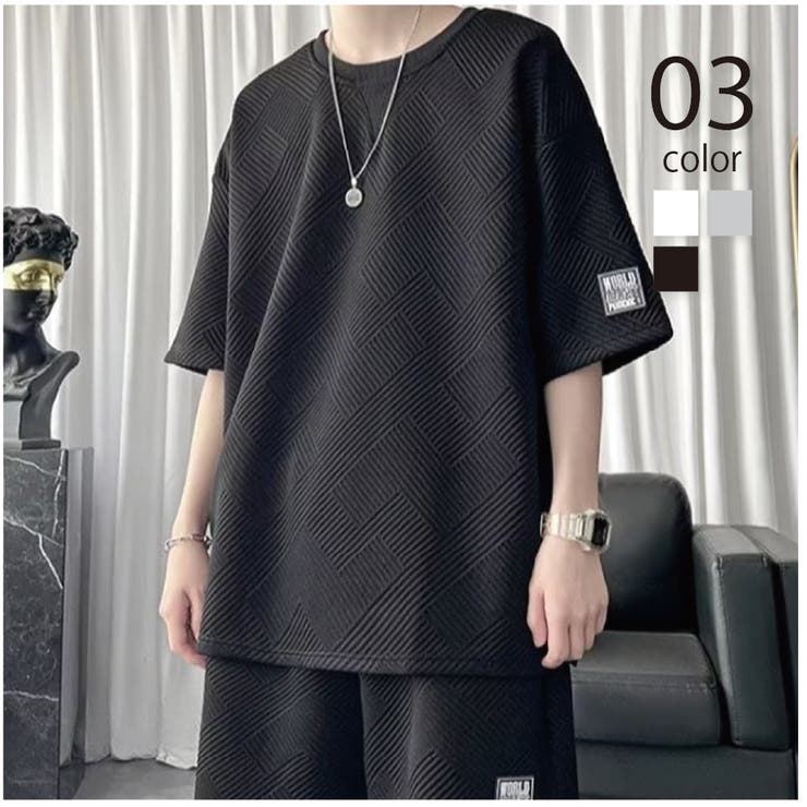 SETUP7】ワッフルTシャツ＆ハーフパンツ セットアップ KNF[品番