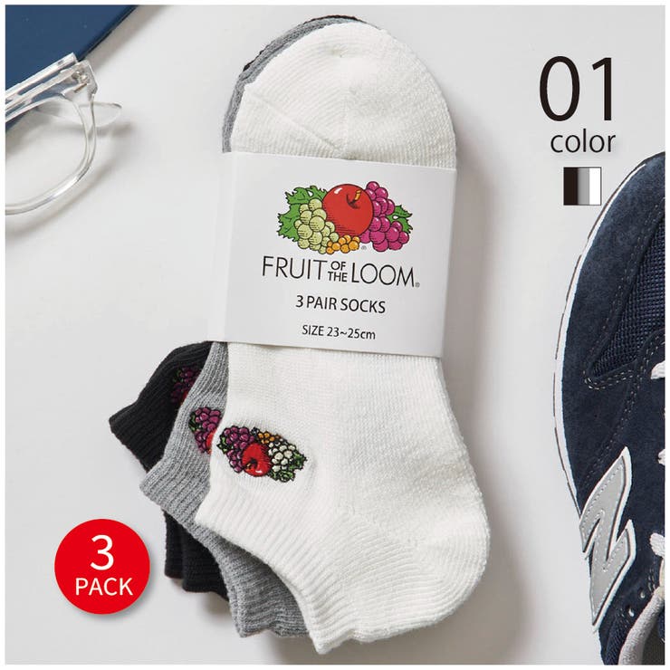 底パイル刺繍 くるぶし丈ショートソックス 3足セット | SETUP7【WOMEN】 | 詳細画像1 