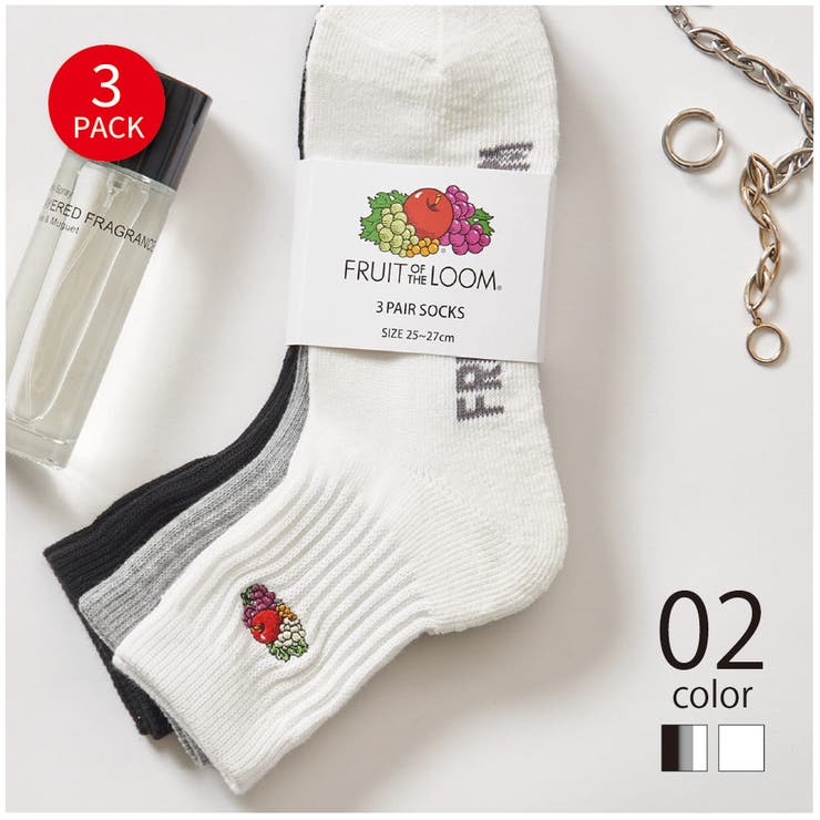 底パイル刺繍 リブクルーソックス 3足セット | SETUP7【MEN】 | 詳細画像1 
