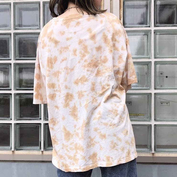 ロゴ刺繍タイダイTシャツ ／ Tシャツ タイダイ染め ロゴ刺繍 レディース 半袖 ドロップショルダー クルーネック オーバーサイズ トップス カットソー 春 夏 OFFSHORE tシャツ TIE DYE LOGO TEE/オフショア タイダイ染め