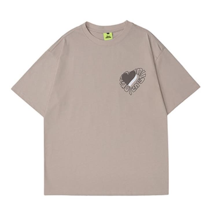 バック浮きハートプリントTシャツ 韓国 ストリート[品番
