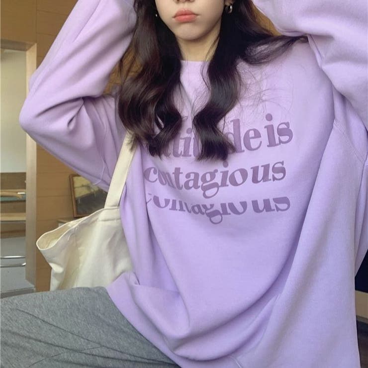 パープル | パステルトレーナー 韓国 ガーリー | sevens