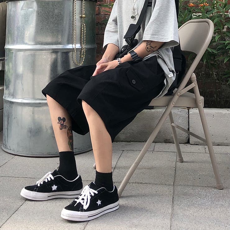 韓国 ファッション トレンド ストリート ハーフパンツ 2色 ストリートファッション XU エックスユー line denim half pants