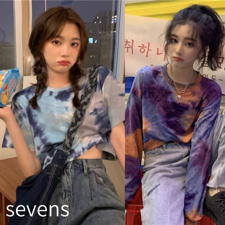 タイダイ柄シースルートップス 韓国 韓国ファッション | sevens | 詳細画像1 