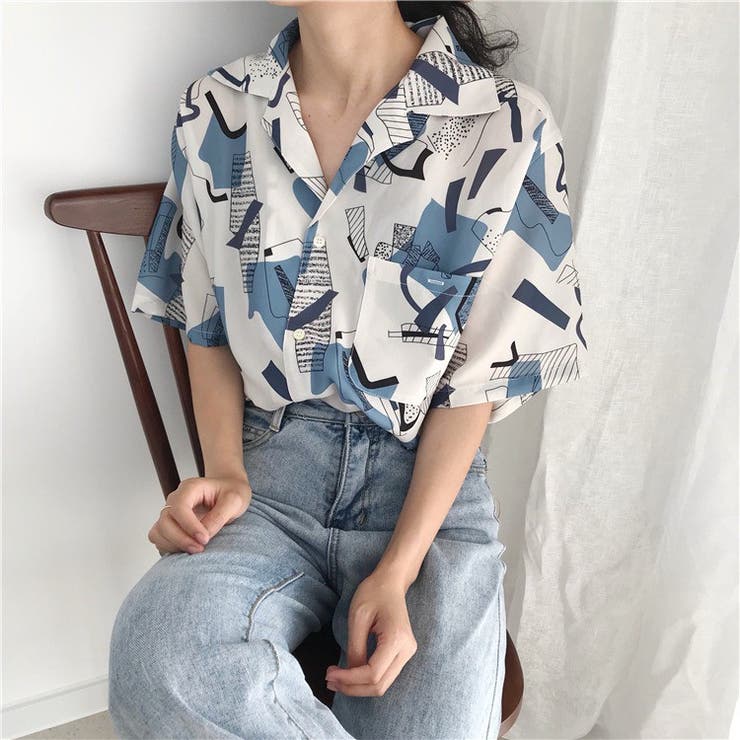 希少 極美品【上下セット】360° THECIRCLE 7分袖シャツ＋パンツ L スキッパー 七分袖 形態安定 レディースシャツ(S ブルー): 東京