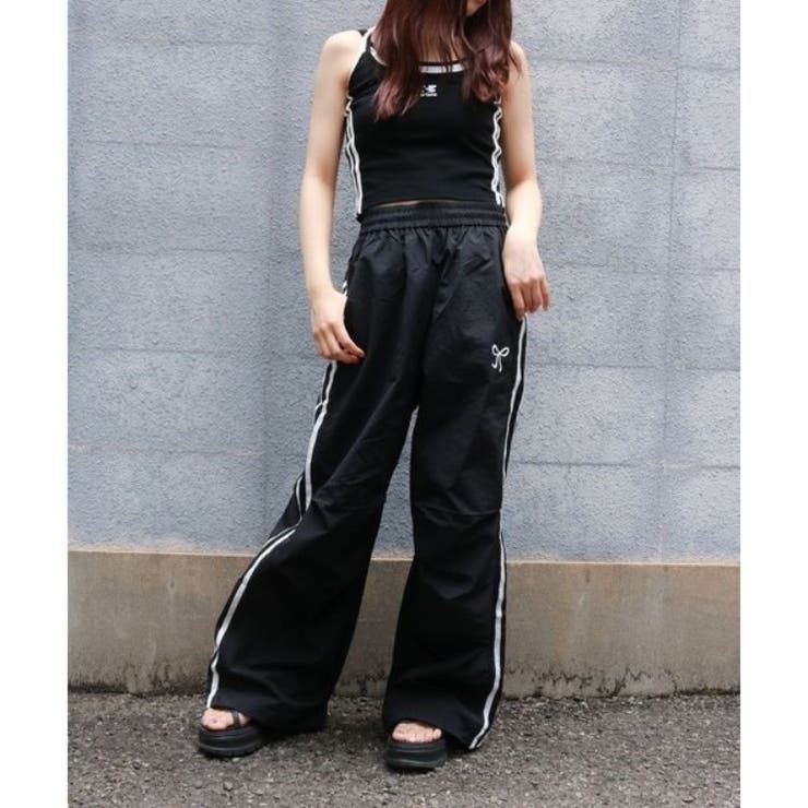 ブラック ライン フレアパンツ モード ユニセックス 韓国 nr8962 ブラック ライン フレアパンツ モード 韓国 ユニセックス hr8962