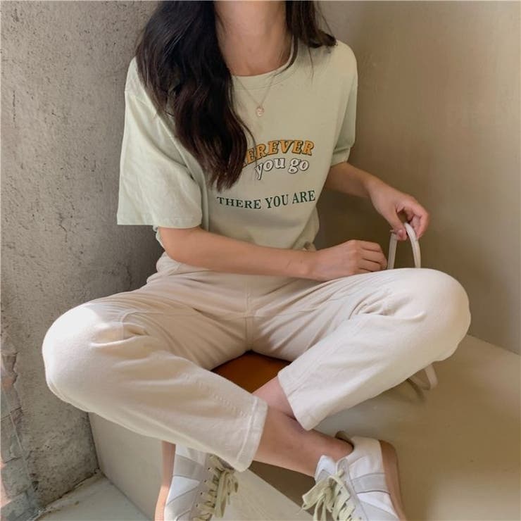 幸せなふたりに贈る結婚祝い 韓国 ロゴTシャツ カジュアル レディース シンプル ガーリー Mサイズ