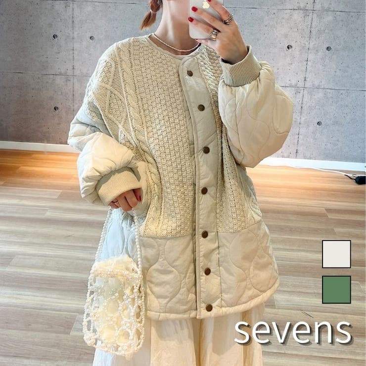 ケーブル編みドッキングニットアウター カジュアル ゆったり[品番