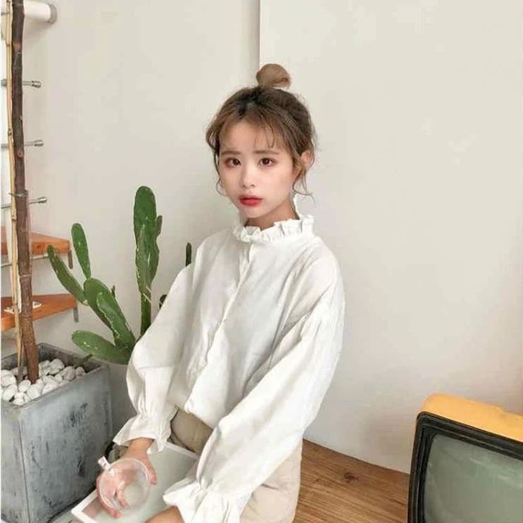 リブフリルブラウス カジュアル ガーリー シャツ レディース | sevens | 詳細画像4 