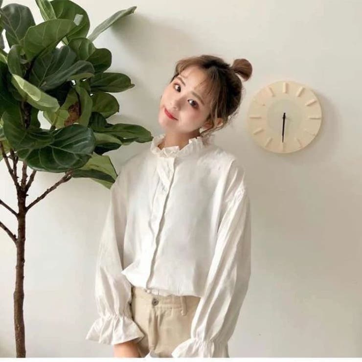 リブフリルブラウス カジュアル ガーリー シャツ レディース | sevens | 詳細画像3 