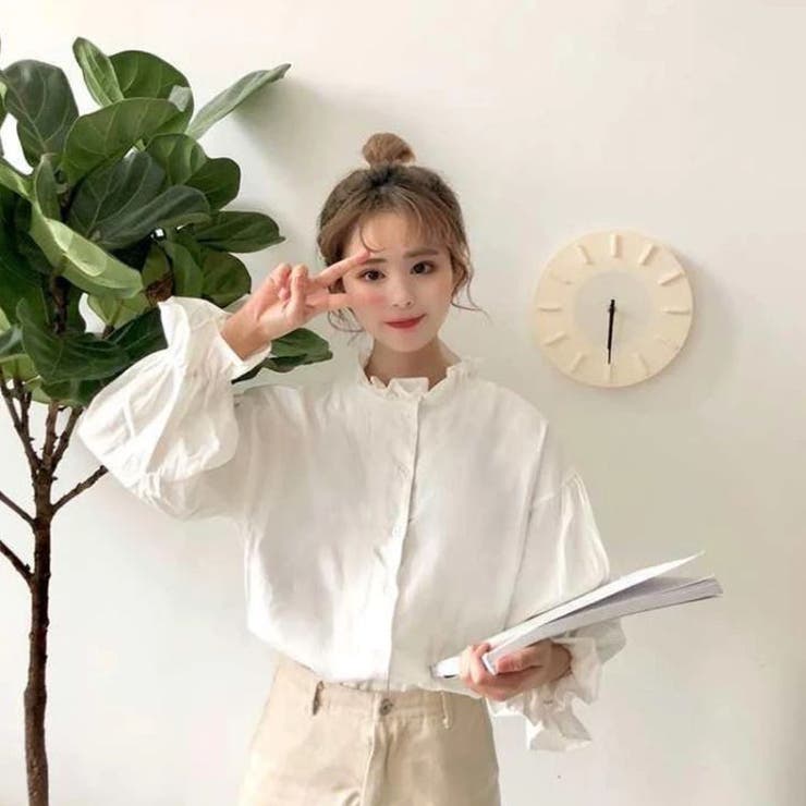 リブフリルブラウス カジュアル ガーリー シャツ レディース | sevens | 詳細画像2 