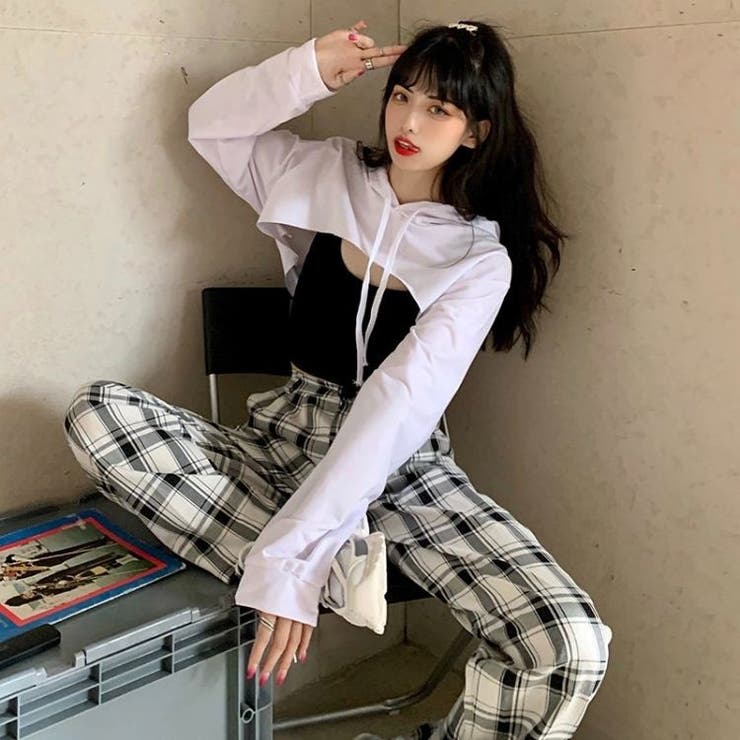 クロップド丈パーカー 韓国 ストリート ショート丈 短丈