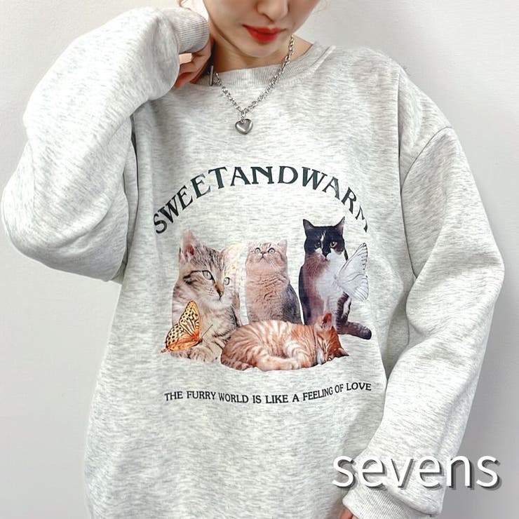 キャット4トレーナー 韓国 スウェット[品番：ATYW0002073]｜sevens