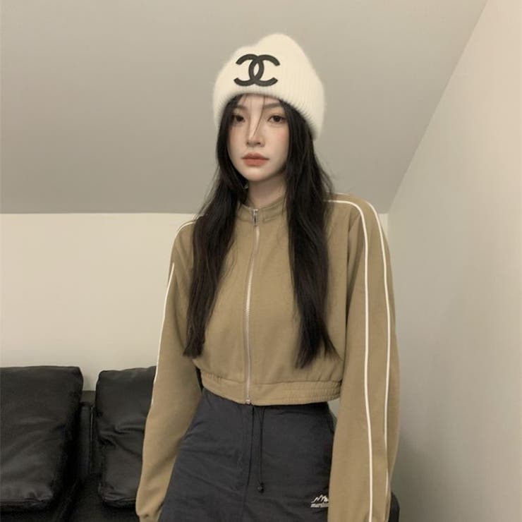 ZIPジャージトップス 韓国 ストリート[品番：ATYW0002078