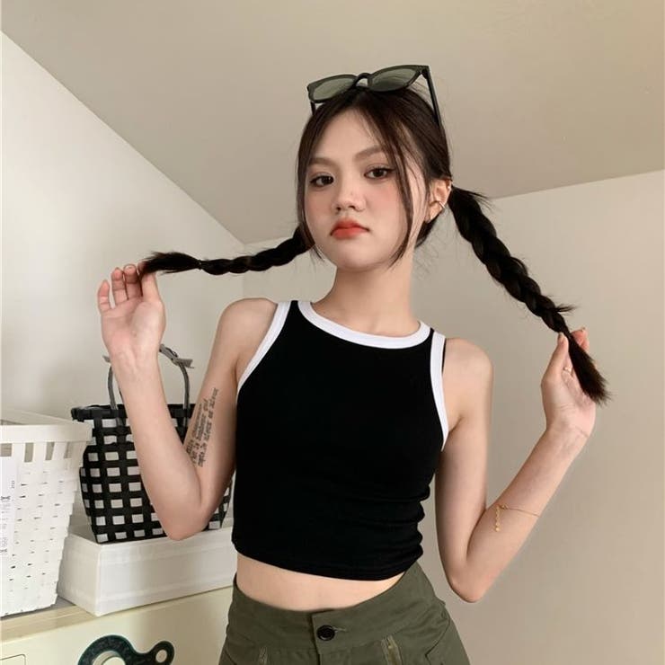 リンガータンクトップ 韓国 海外 クロップド丈 レディース 衣装 ダンス リンガータンクトップ 韓国 海外 クロップド丈 レディース 衣装 ダンス