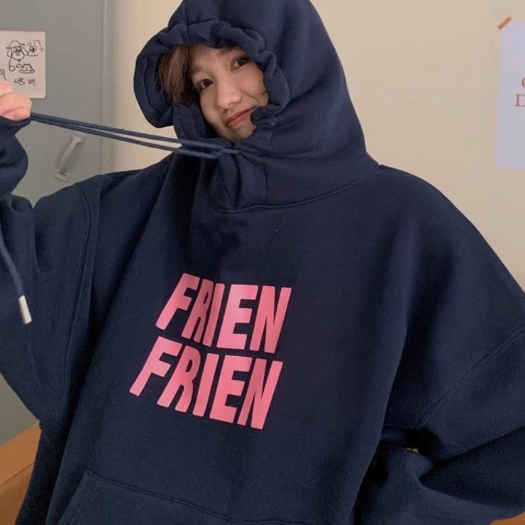 FRIENロゴパーカー 韓国 メンズライク ストリート オーバー