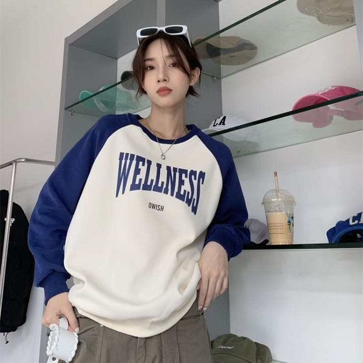 WELLNESSラグランロンT 韓国 ストリート メンズライク[品番