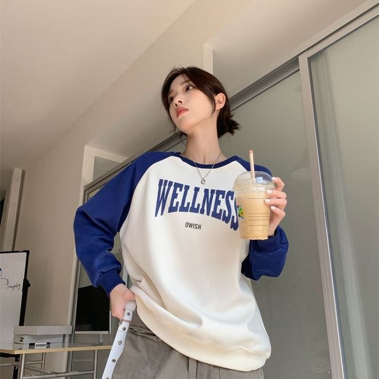 チェウォン着用 ラグラン Tシャツ ブルー チェウォン着用 ラグラン T