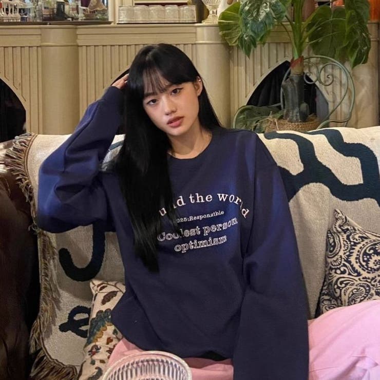 英字ロゴトレーナー スウェット 韓国 ストリート メンズライク