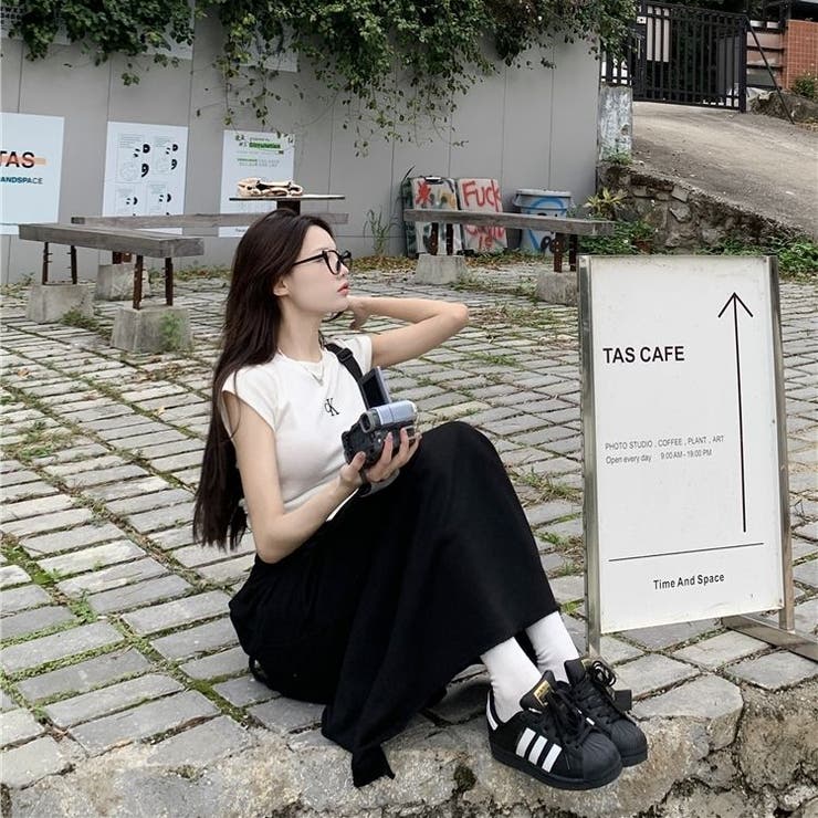 切りっぱなしスウェットロングスカート 韓国 ストリート レディース