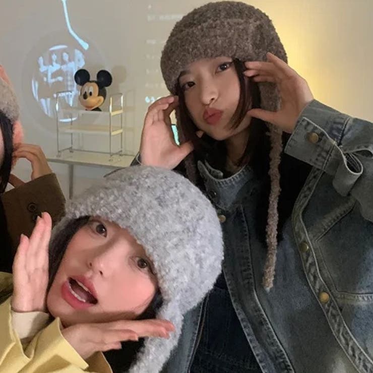 グラデーションニットキャップ 韓国 ニット帽 イヤーマフラー 耳カバー  防寒 | sevens | 詳細画像4 