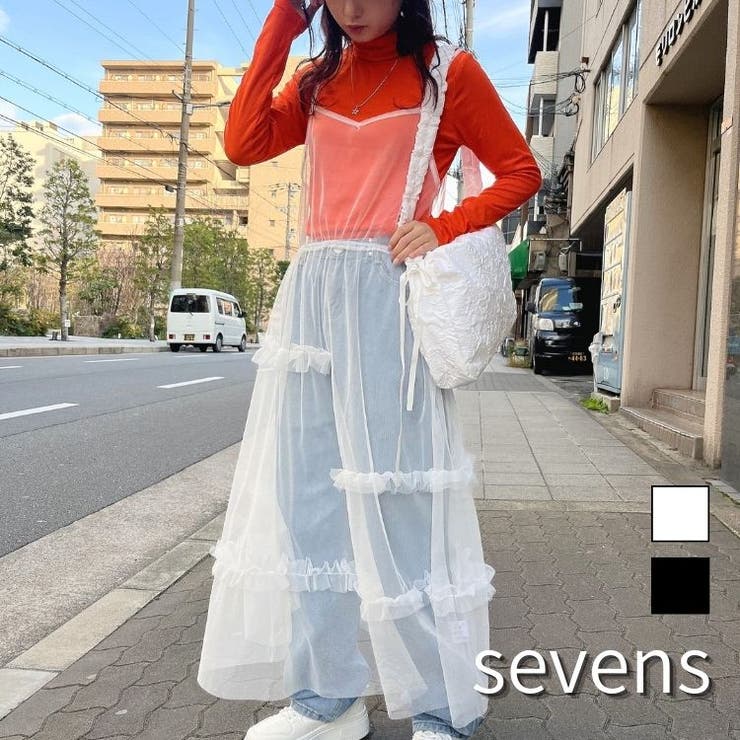 チュールキャミワンピース レイヤード シースルー レディース [品番