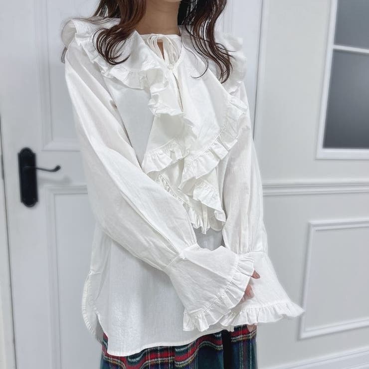 ビッグカラーフリルブラウス レディース フェミニン ガーリー 2way