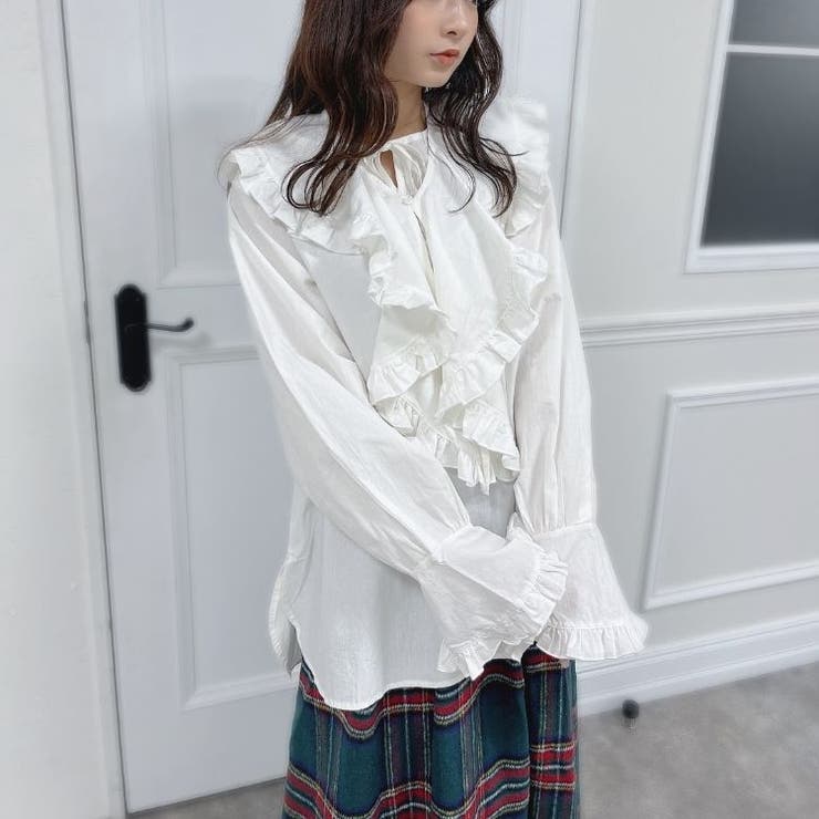 ビッグカラーフリルブラウス レディース フェミニン ガーリー 2way