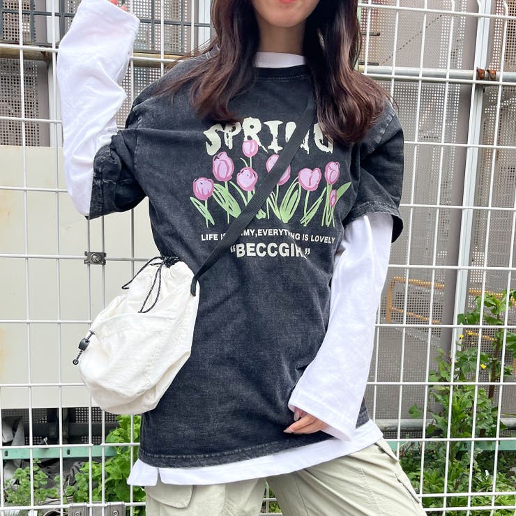 チューリップTシャツ 韓国 ストリート ユニセックス ピグメント メンズ
