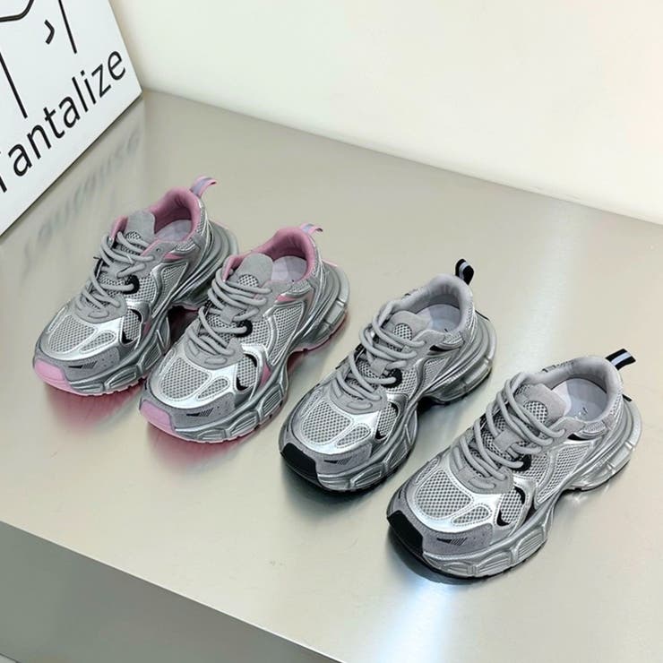 シルバーダッドスニーカー 厚底 シューズ 韓国 [品番