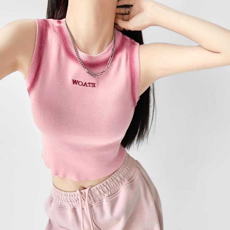 スプレーラインタンクトップ 韓国 ストリート[品番：ATYW0002561