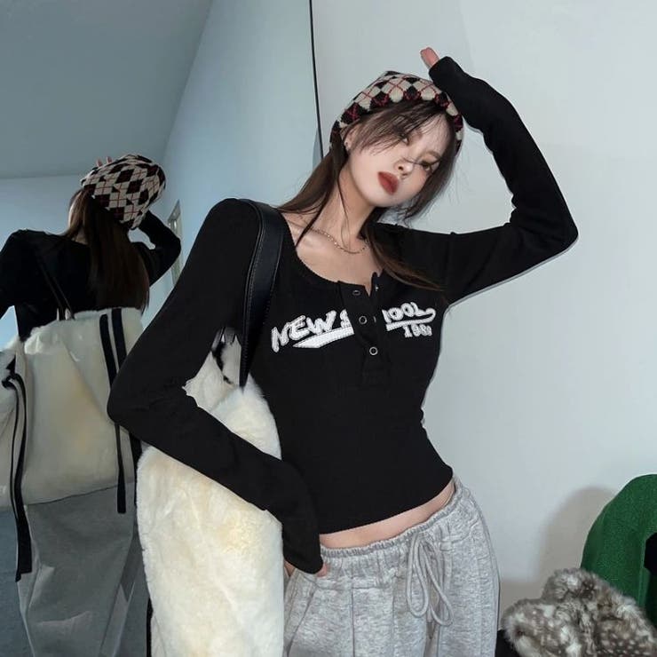 最大15%OFFクーポン ハーフボタンちびトップス 韓国 ストリート Y2K レディース トップス