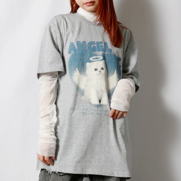 インポート・海外人気ブランド エンジェルキャットTシャツ 韓国 アニマル ストリート ガーリー トップス