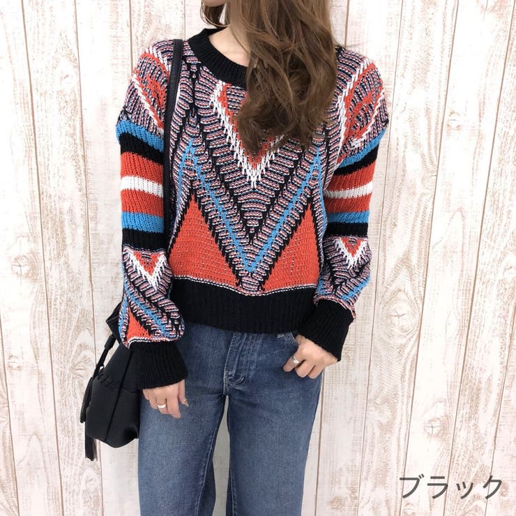 オルテガ柄ニットトップス 秋 冬 ニット トップス オルテガ 品番 Shnw Sheena シーナ のレディースファッション通販 Shoplist ショップリスト