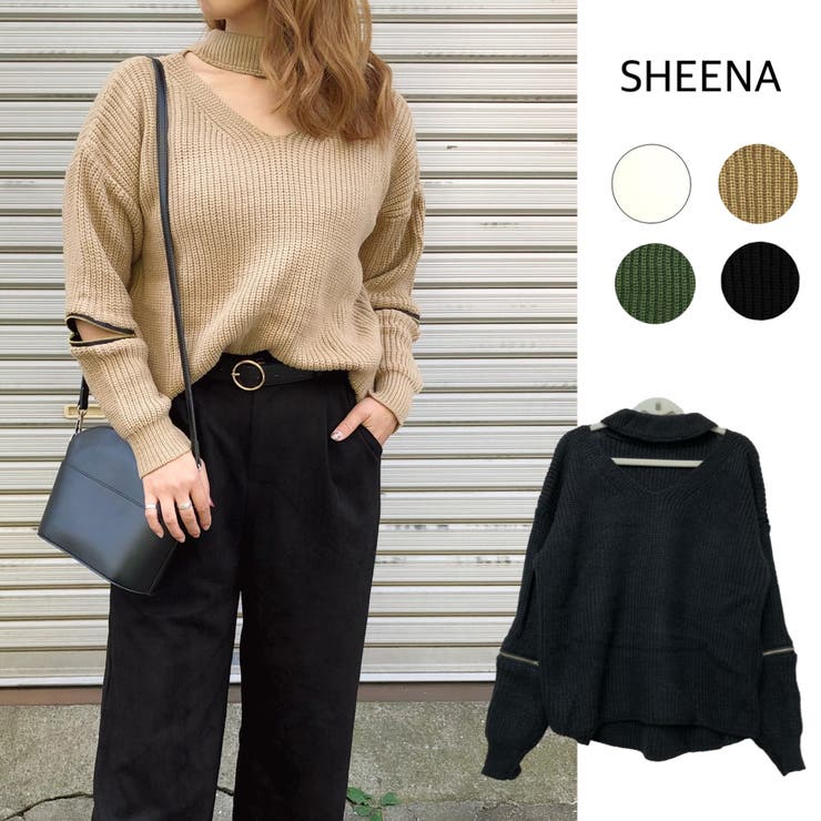 袖zipチョーカーネックニット 秋 冬 ニット トップス 品番 Shnw Sheena シーナ のレディースファッション 通販 Shoplist ショップリスト